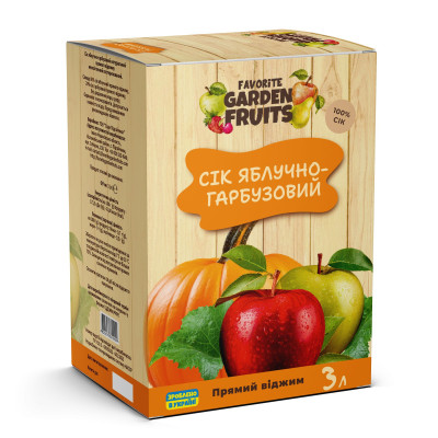 Сік ЯБЛУЧНО-ГАРБУЗОВИЙ прямого віджиму 3 літри