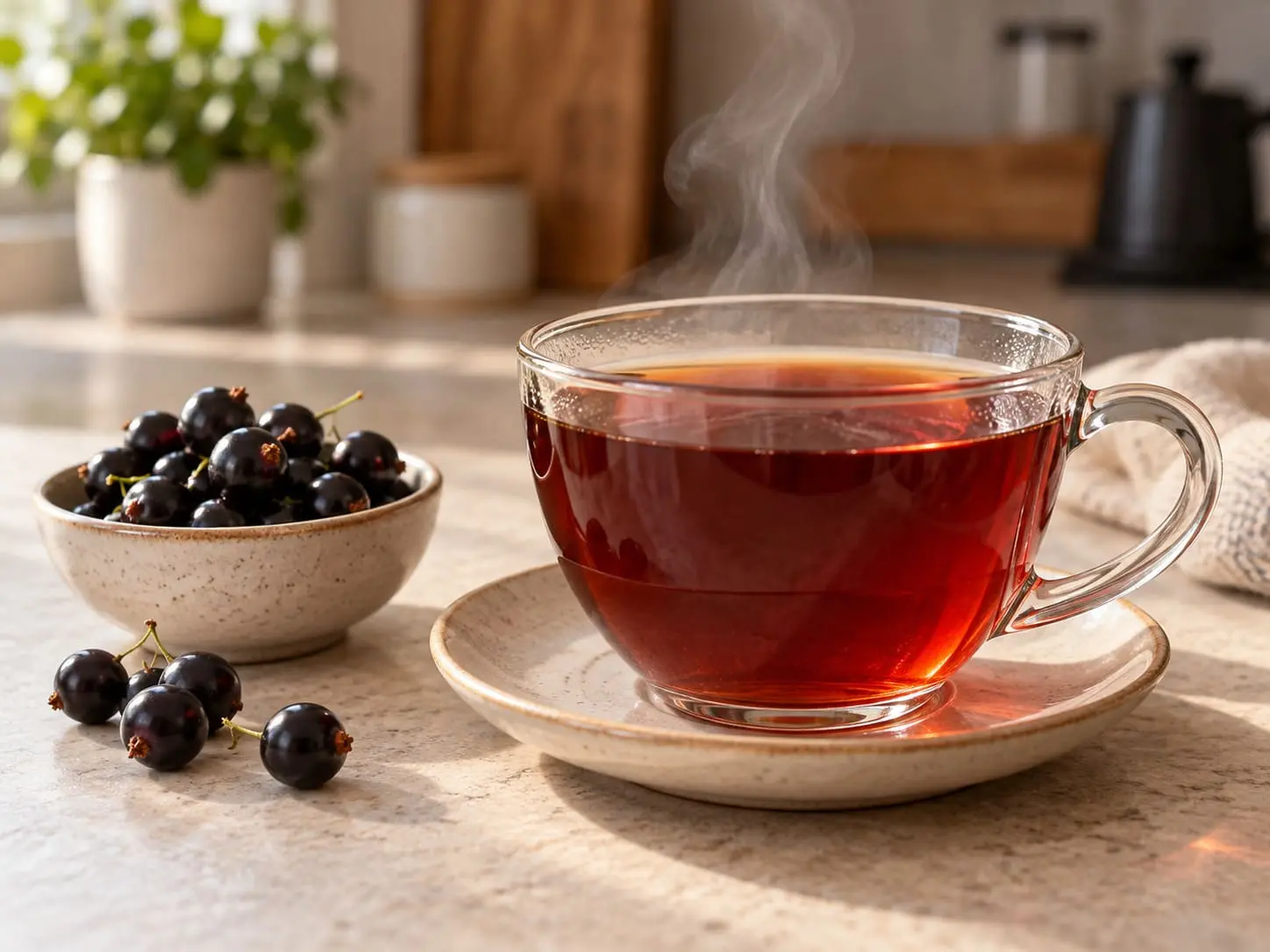 Tea with blackcurrant juice